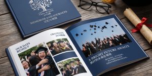学校校刊与毕业纪念册锁线胶装印刷成品细节图